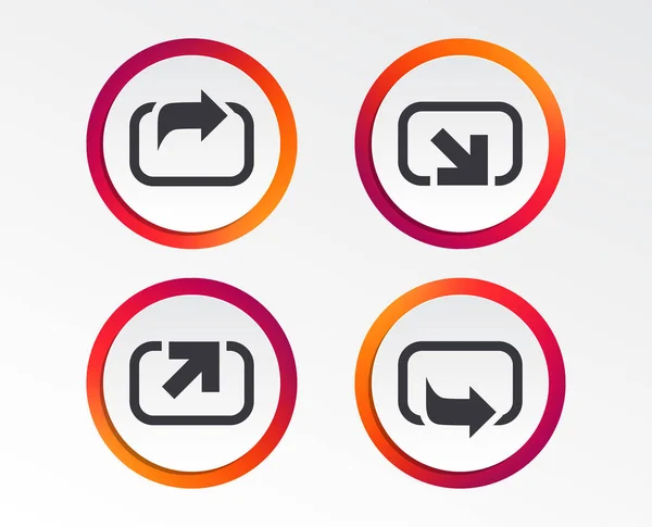 Ikony Akcí Sdílení Symbolů Odešlete Znaky Šipka Vpřed Infografika Design — Stockový vektor