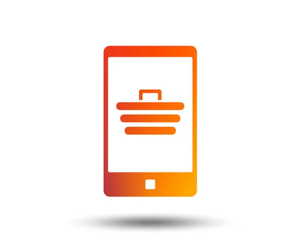Smartphone Mit Warenkorb Symbol Online Kauf Symbol Verschwommenes Gradient Gestaltungselement — Stockvektor