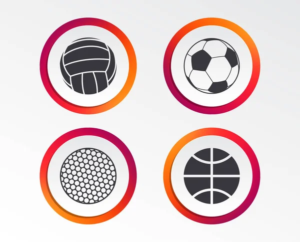 Icone Delle Palle Sportive Pallavolo Pallacanestro Calcio Golf Giochi Squadra — Vettoriale Stock