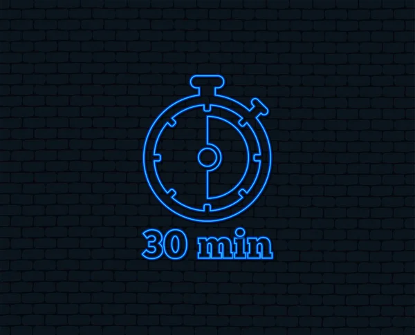 Luz Néon Ícone Sinal Temporizador Minutos Símbolo Cronômetro Design Gráfico —  Vetores de Stock