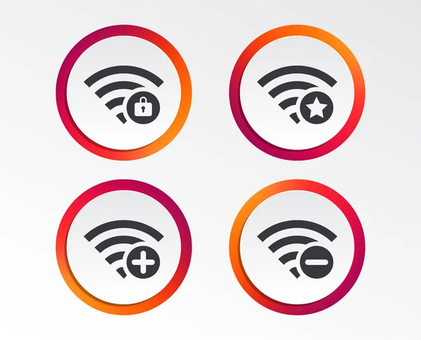 Wifi Wireless Netwerk Pictogram Zone Toevoegen Verwijderen Van Symbolen Favoriete — Stockvector