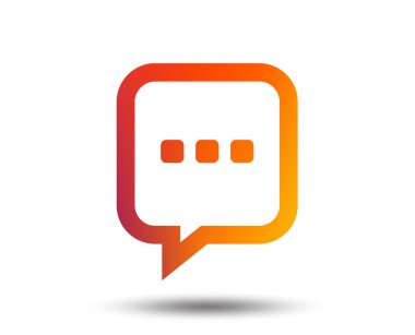 Sohbet işareti simgesi. Üç nokta sembolü ile konuşma balonu. İletişim sohbet kabarcık. Degrade tasarım öğesi bulanık. Canlı grafik düz simge. Vektör çizim.