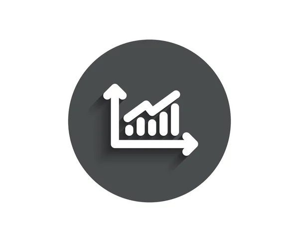 グラフのシンプルなアイコン グラフまたは売上成長の兆候を報告します 分析と統計データのシンボル 影を持つサークル フラット ボタン ベクトル図 — ストックベクタ
