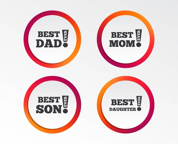 Best Mom Dad Son Daughter Icons Awards Exclamation Mark Symbols — Stock Vector