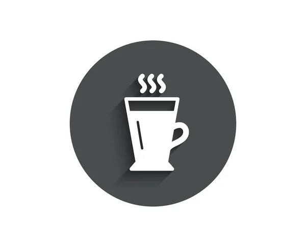 拿铁简单的图标 热咖啡或茶招牌 新鲜饮料符号 圆圈平面按钮与阴影 矢量插图 — 图库矢量图片