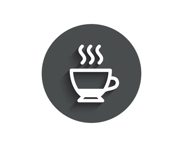 咖啡图标 热饮料标志 饮料符号 圆圈平面按钮与阴影 矢量插图 — 图库矢量图片