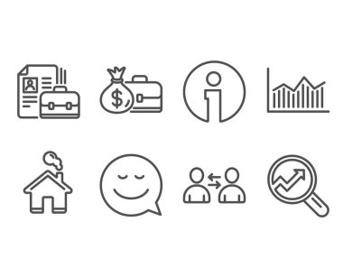 Fragile kümesi paketi, hizmet ve çay simgeler. Soru işareti, maaş çalışanları ve şarap kadehi imzalar. Güvenli nakliye, dişli dişli, cam kupa. Yardım desteği, insanlar kazanç, Cabernet kadehinin. Vektör çizim.