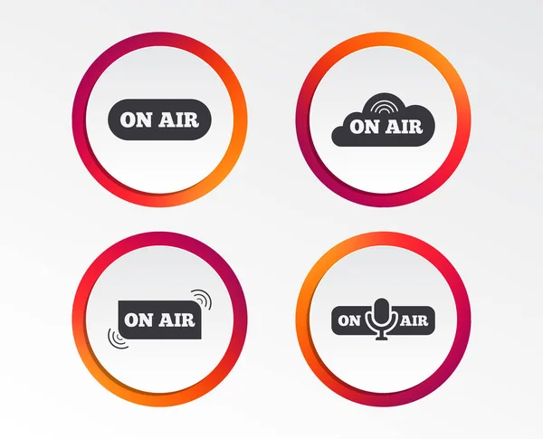 Air Icons Live Stream Signs Microphone Symbol Infographic Design Buttons — Stock Vector