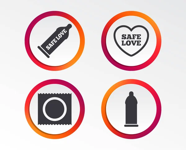 Bezpieczny Seks Miłość Ikony Prezerwatywy Pakiet Symbol Zapłodnienia Lub Zapłodnienia — Wektor stockowy