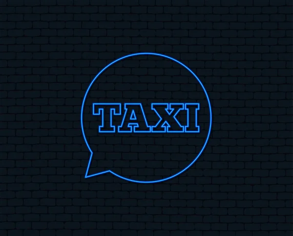 Luce Neon Icona Del Segno Della Bolla Vocale Del Taxi — Vettoriale Stock