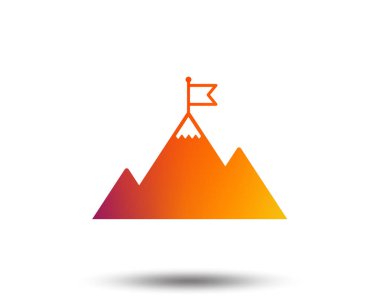 Dağ simgesini bayrak. Liderlik motivasyon işareti. Dağcılık sembolü. Degrade tasarım öğesi bulanık. Canlı grafik düz simge. Vektör