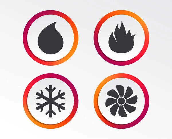 Hvac Icons Heating Ventilating Air Conditioning Symbols Water Supply Climate — Stock Vector