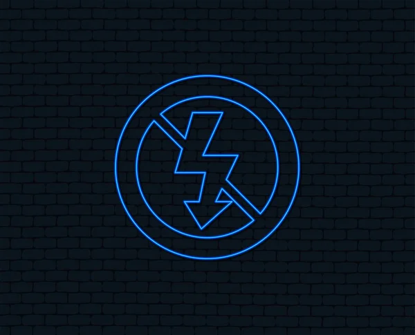 Neon Ljus Inget Foto Flash Tecken Ikonen Lightning Symbol Glödande — Stock vektor