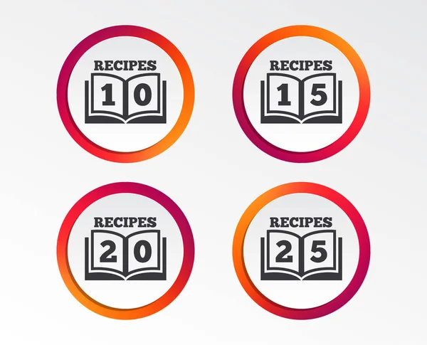 Cookbook Icons Recipes Book Sign Symbols Infographic Design Buttons Circle — Stock Vector