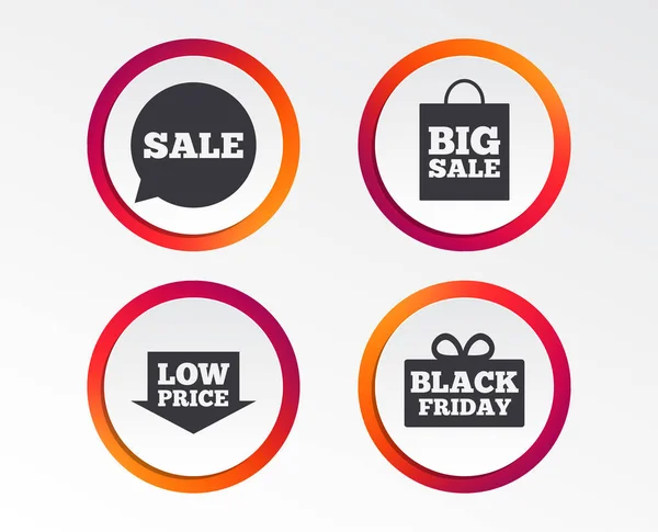 Sale Speech Bubble Icon Black Friday Gift Box Symbol Big — Stock Vector