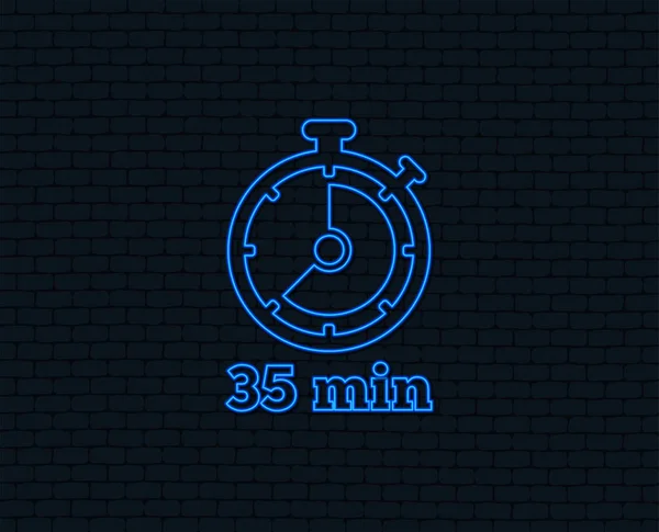 Luz Néon Ícone Sinal Temporizador Minutos Símbolo Cronômetro Design Gráfico — Vetor de Stock