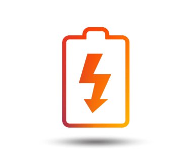 Pil şarj işareti simgesi. Yıldırım sembolü. Degrade tasarım öğesi bulanık. Canlı grafik düz simge. Vektör