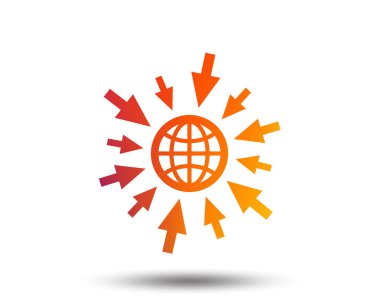 Web simgesini gidin. Dünya fare imleç işareti ile. Internet erişim simgesi. Degrade tasarım öğesi bulanık. Canlı grafik düz simge. Vektör