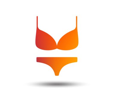 Kadın sutyen ve külot simgesi imzala. İç çamaşırı sembolü yakınlarından. Degrade tasarım öğesi bulanık. Canlı grafik düz simge. Vektör