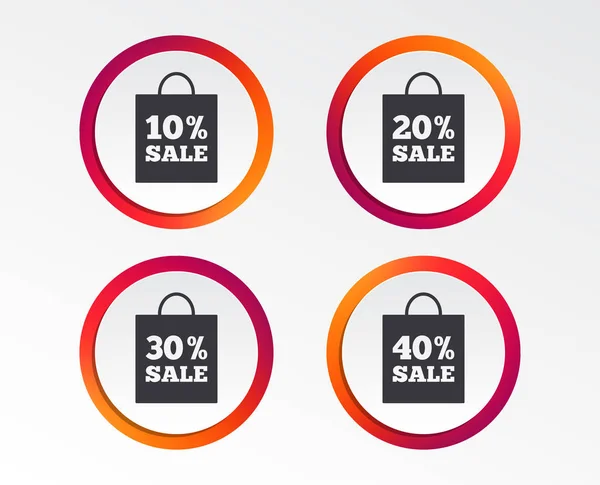 Sale Bag Tag Icons Discount Special Offer Symbols Percent Sale — Stock Vector