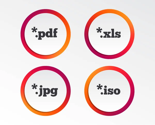 Dokumentikoner Fil Förlängningar Symboler Pdf Xls Jpg Och Iso Virtuell — Stock vektor