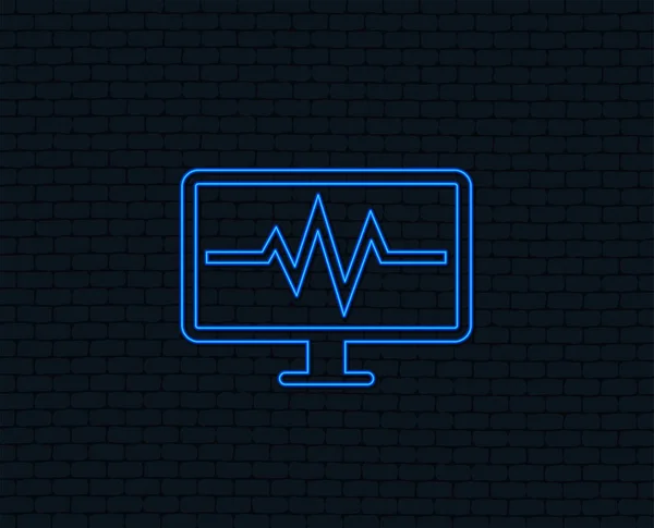 Lumière Néon Icône Panneau Surveillance Cardiaque Symbole Des Battements Coeur — Image vectorielle