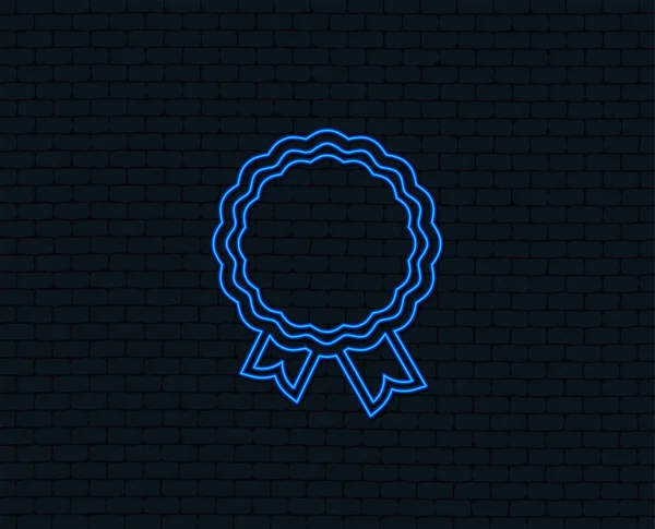 Neon Light Award Icon Best Guarantee Symbol Winner Achievement Sign — Stock Vector