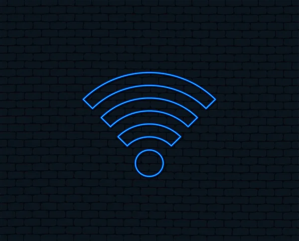 Neonlicht Wifi Zeichen Wlan Symbol Drahtlosnetzwerk Symbol Wifi Zone Glühendes — Stockvektor