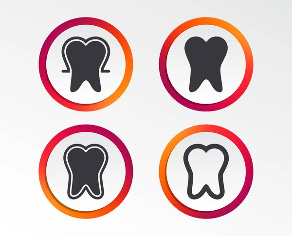 Ikony Ochrona Szkliwa Zębów Znaki Opieki Stomatologicznej Zębów Zdrowe Zęby — Wektor stockowy