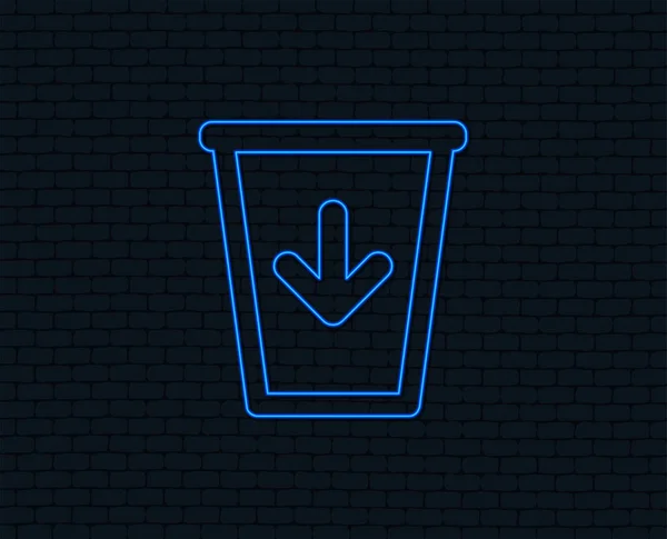 Neon Light Send Trash Icon Recycle Bin Sign Glowing Graphic — Stock Vector