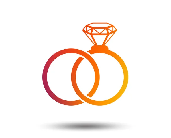 Anéis Casamento Sinal Ícone Símbolo Noivado Elemento Design Gradiente Desfocado — Vetor de Stock