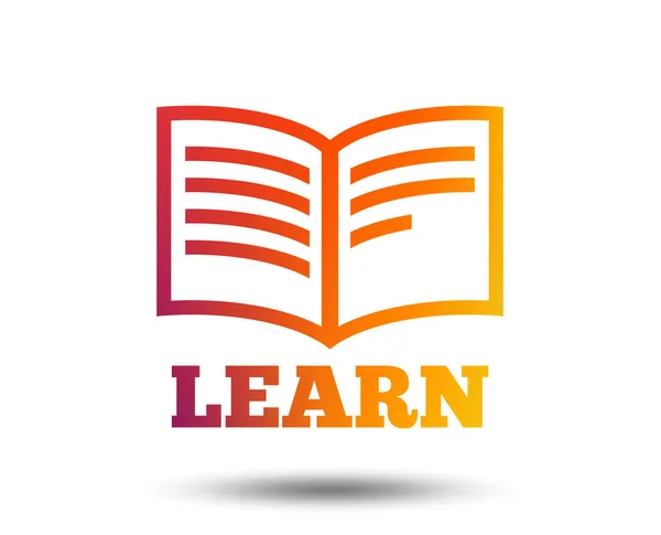 Imparare Libro Segno Icona Simbolo Educativo Elemento Design Sfumato Del — Vettoriale Stock
