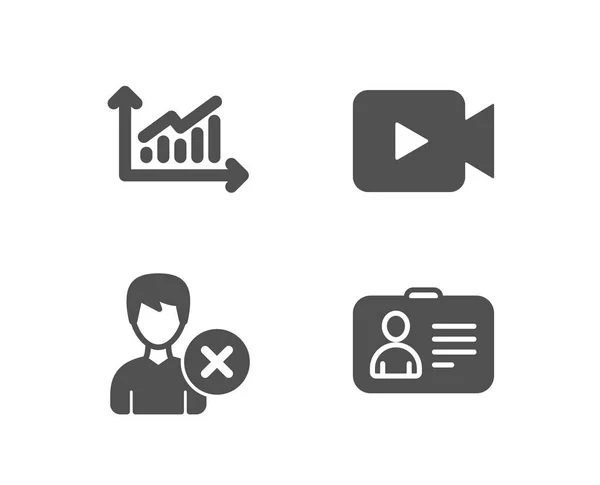 Diagrammsatz Entfernen Sie Konto Und Videokamerasymbole Ausweispapier Präsentationsdiagramm Benutzer Film — Stockvektor