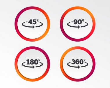 Beyaz arka plan açı 45-360 derece simgeleri