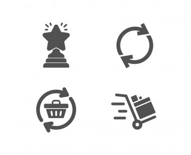 Yenileme sepeti, kazanan ve beyaz arka plan üzerinde tam döndürme simgeler kümesi