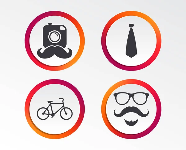 Appareil Photo Hipster Moustache Avec Des Icônes Barbe — Image vectorielle