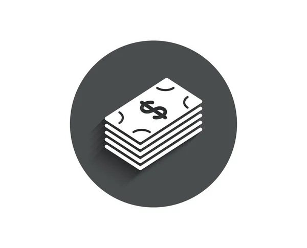 Dinheiro Dinheiro Ícone Simples Botão Preto Isolado Fundo Branco — Vetor de Stock