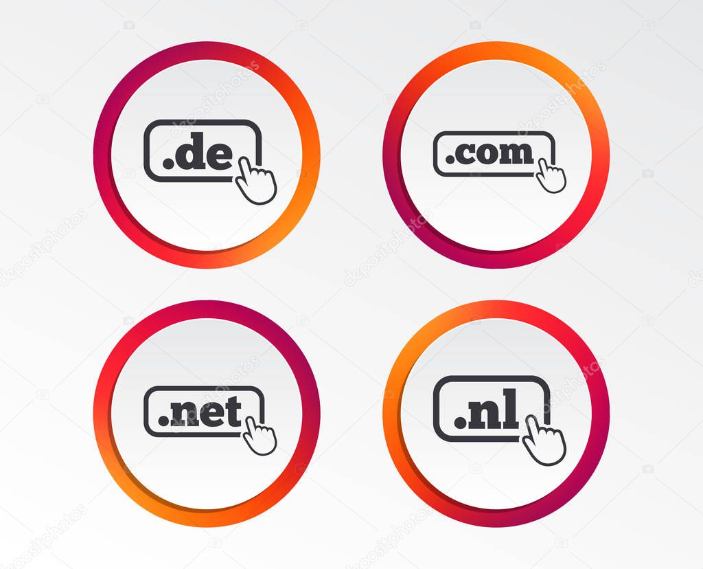 Top-level internet domain icons on white background