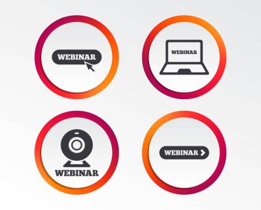 Beyaz arka plan üzerinde webinar simgeler kümesi