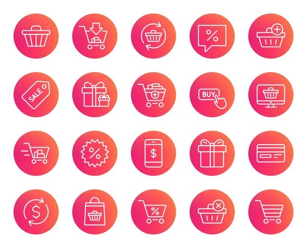 Set Shopping Line Icons White Background — Stock Vector