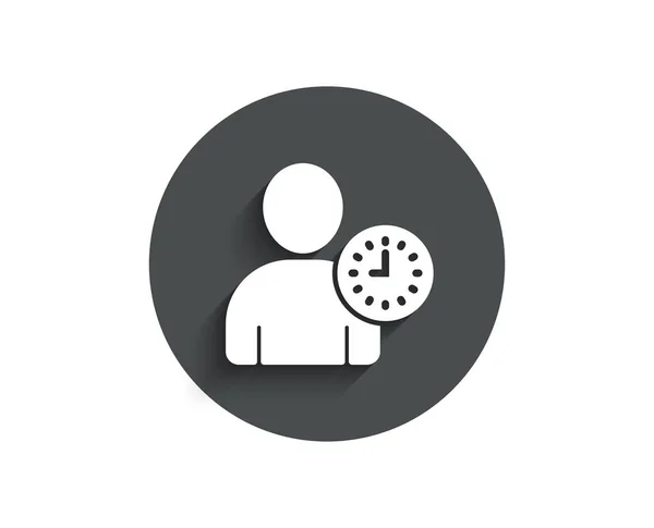 Usuario Con Icono Simple Reloj Botón Negro Aislado Sobre Fondo — Archivo Imágenes Vectoriales