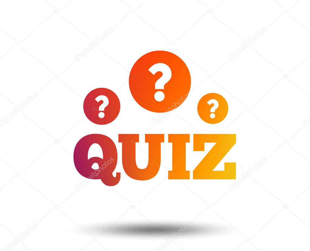 Quiz with question marks sign icon on white background