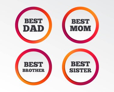 En iyi anne ve baba, kardeşi ve kız kardeşi simgeler. Ödülü sembolleri. Infographic tasarım düğmeleri. Daire şablonları. Vektör