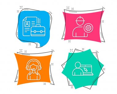 Mühendis, boşluk ve destek simgeler. Online Eğitim işareti. İş