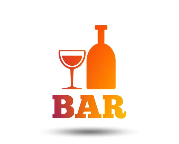 バーやパブ サイン アイコン ワインの瓶とグラスの記号 アルコール飲料のシンボル グラデーションのデザイン要素をぼやけています 鮮やかなグラフィック フラット アイコン ベクトル — ストックベクタ