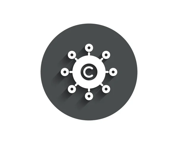 Eenvoudige Netwerkpictogram Copywriting Copyright Teken Inhoud Netwerken Symbool Cirkel Platte — Stockvector