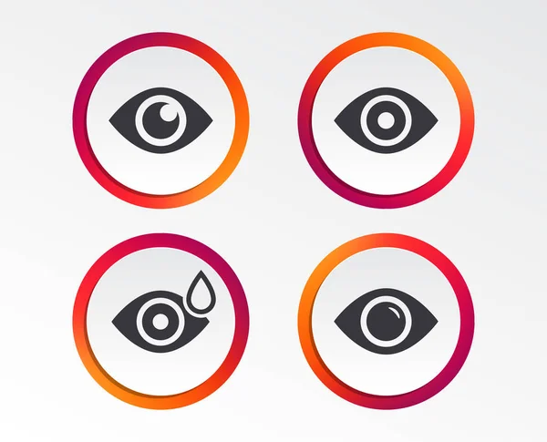 Eye Icons Water Drops Eye Symbols Red Eye Effect Signs — Stock Vector