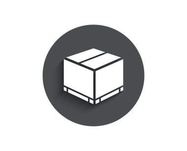 Parsel kutusu basit simgesi. Lojistik teslim oturum. Paket izleme simgesi. Circle gölge ile düz düğme. Vektör