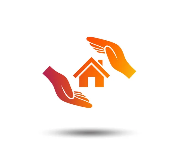 Ikon Tanda Asuransi Rumah Tangan Melindungi Simbol Penutup Asuransi Properti - Stok Vektor