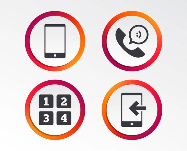 Icone Del Telefono Smartphone Segnale Chiamata Arrivo Simbolo Supporto Call — Vettoriale Stock